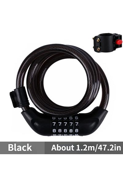 Choice BLACK Bicycle 5 Digit Code Cable Lock 1200mm*12mm Anti-theft Bike Password Lock Bike Security Steel
