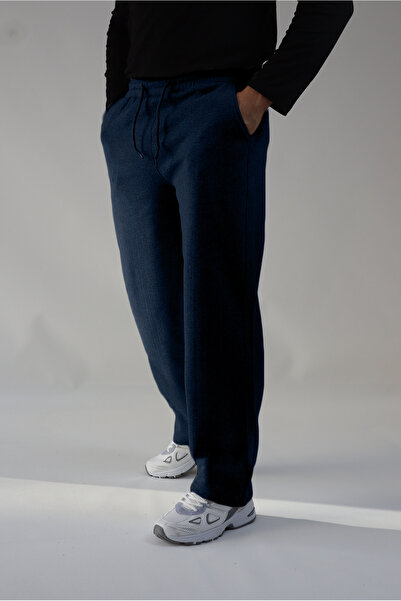 mw memowear Αθλητικό παντελόνι από πλεκτό ύφασμα Unisex Navy Blue 2ip