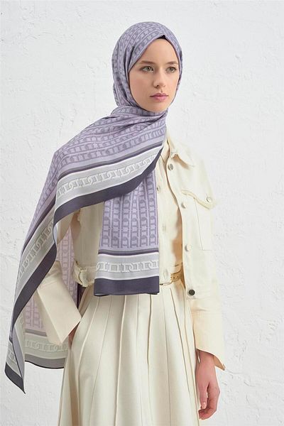 Armine Silk Monogram Shawl 13