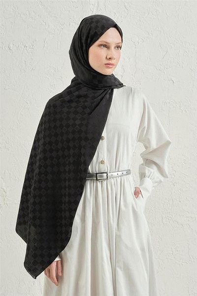 Armine Elegance Silk Cotton Checkerboard Shawl 01