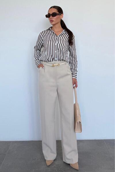 Madmext Stone Color High Waist Women's Palazzo Pants Mg2506
