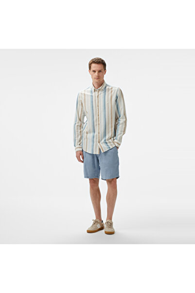 Nautica Erkek Mavi Classic Fit Çizgili Gömlek