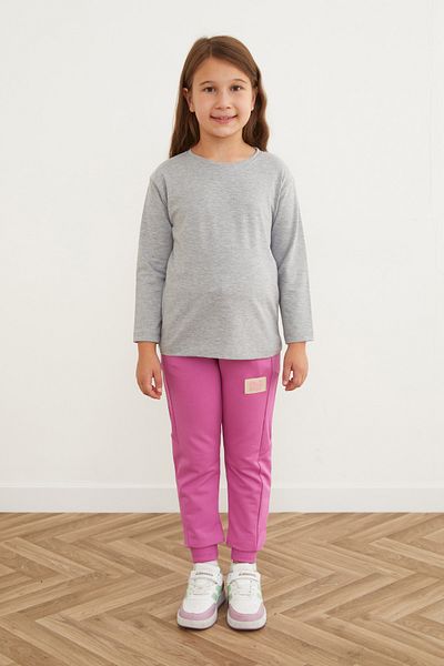Fulla Moda Elastic Waist Emblem Jogger Girl's Sweatpants