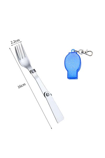 Choice Fork Bule 304 Stainless Steel Folding Spoon Outdoor Travel Tableware Portable Cutlery Spork Fork Cam
