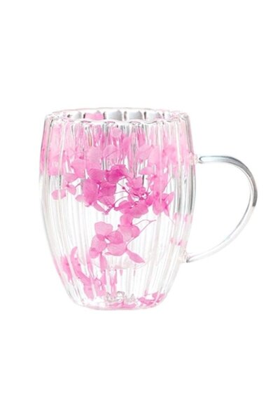 ECARLA Pink rose petal mug, double walled, borosilicate glass, 300 ml, SZK157
