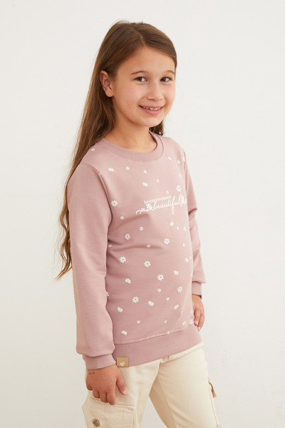 Fulla Moda Beautiful Text Printed Girl's Sweatshirt