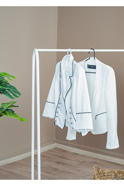 Blamb UYAN EV ÜRÜNLERİ Elit 1 Beyaz Metal Raflı Elbise Askısı Ayaklı Askılık ...