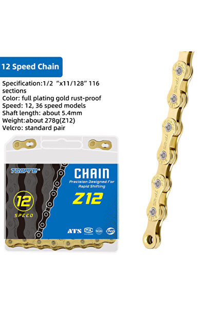 Choice سلسلة دراجة جبلية TOOPRE 12S 1/ 6/7/8 /9 /10 /11 /12 سرعة ذهبية سلسلة دراجة جبلية مطلية بالكهرباء