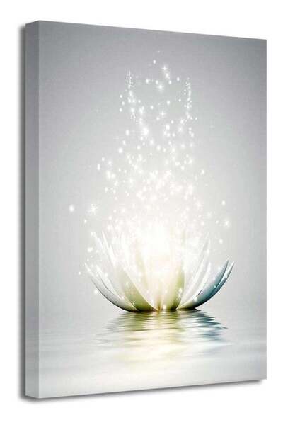 Emoda home Trove LZIMU Zen Canvas Wall Art White Lotus Flower Bloom in Water ...