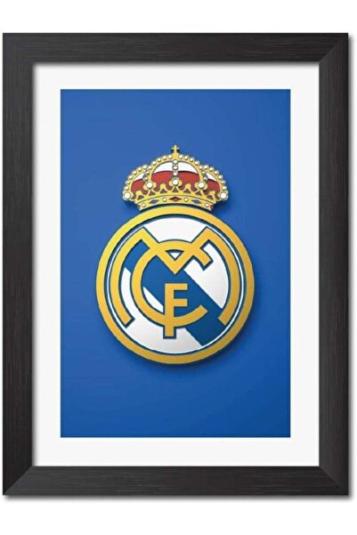 Emoda home Trove قطعة فنية خشبية لتزيين الحائط بشعار نادي ريال مدريد ثلاثي ال...