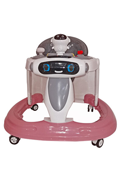 Fab N Funky Baby Walker with Toy Tray, Musical Dashboard, 6 Months+, L 72 x B 62 x H 44 cm - Pink