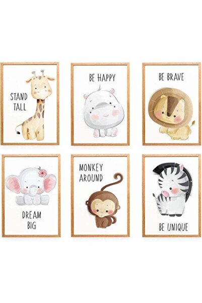 Emoda home Trove مجموعة من 6 صور فنية لديكور جدار غرفة الأطفال في الغابة، بدو...