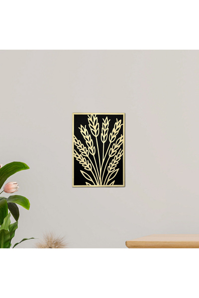 HippoDeco Μαύρο Ξύλινο Διακοσμητικό Τραπέζι με Χρυσό Μοτίβο Λουλουδιών από Πλ...