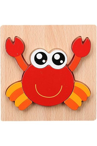 Mixbo Wooden Puzzle for Kids Mixbo, Crab, 5 Pieces, 15 x 15 cm, Multicolor