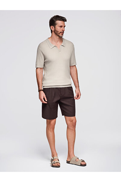 OMBRE Herren Poloshirt ohne Knöpfe mit offenem Kragen - hellgrau V3 OM-POSS-0160