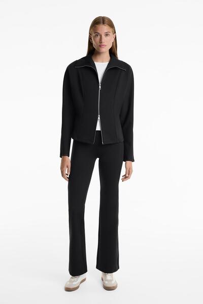 Oysho Neoprene-effect high rise flare trousers