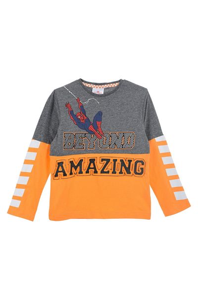 SPIDERMAN Long sleeve T-shirt, 100% cotton, orange, 8 years, 128 cm, Amazing,