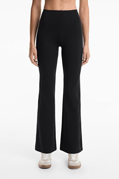 Oysho Neoprene-effect high rise flare trousers