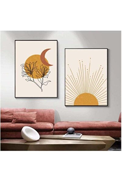 Emoda home Trove ملصق فني جداري من EMODA Boho Sun Moon، أوراق، زهور، نباتات، ...