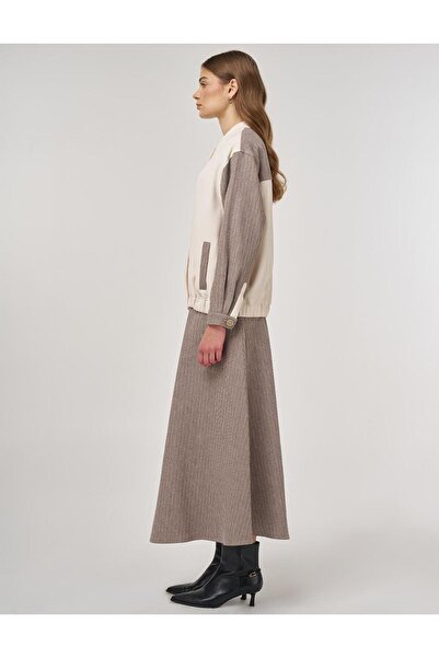 Kayra College Collar Cotton Linen Double Suit Mink