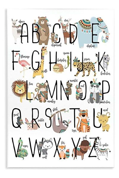 Emoda home Trove لوحة جدارية عليها حروف أبجدية الحيوانات، مقاس ١٠×١٥ سم، تصمي...