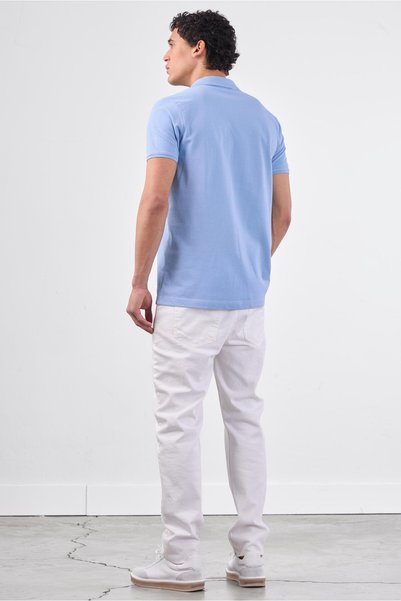 Dufy Tricou pentru bărbați, slim fit, cu guler polo, albastru deschis