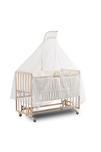 Comfymax Sallanır Anne Yanı Doğal Ahşap Beşik ve Uyku Seti - 60x120 cm