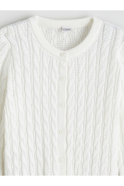 LC Waikiki New Season Crew Neck Girl's Knitwear Cardigan