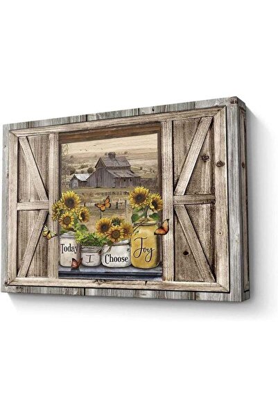 Emoda home Trove لوحة فنية جدارية من قماش عباد الشمس من باريلور، ديكور ريفي