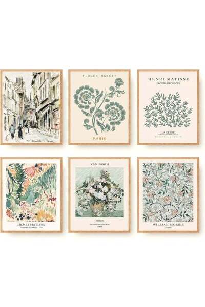 Emoda home Trove Green Matisse Wall Art Prints Set of 6 Canvas