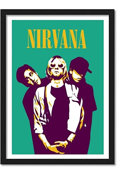 Emoda home Trove ملصق فني مؤطر لفرقة نيرفانا مصنوع من زجاج الأكريليك للغرفة والمكتب (10 بوصة × 13 بوصة،