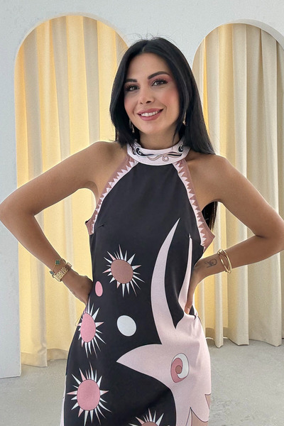 Seda Yalçın Atelier Asymmetrical Cutout Halter Neck Midi Dress