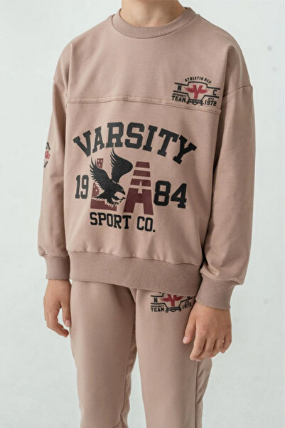 AHENGİM Σετ αθλητική φόρμα για αγόρια με στάμπα Varsity Ak7959