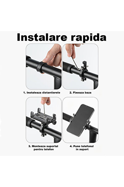 FIXATO Suport telefon pentru bicicletă/motocicletă/scuter/skateboard, FIXATO, Aluminiu, Negru