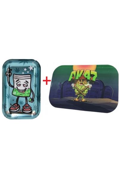 Best Buds Set Tava de rulat Fire-Flow 420 Baggy-Man + Capac magnetic 3D AK47 27,5 x 17,5cm