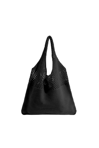 OEM Geantă de plajă, Croșetată, Design unic, Capacitate mare, Negru