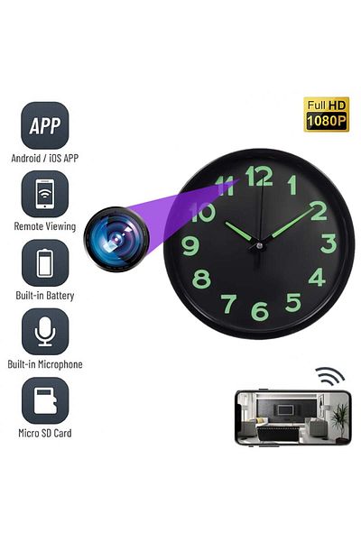 OEM Spy Camera, WIFI MCPNV01, Hidden in Wall Clock, 20 cm Diameter, Full HD