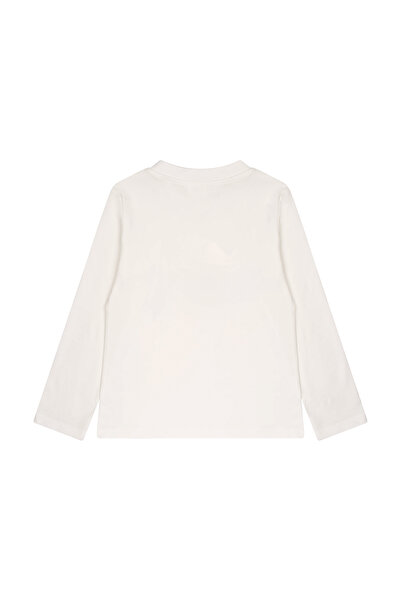 Miny Center Glitter Heart Printed Long Sleeve T-Shirt