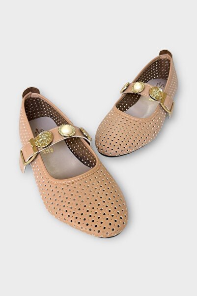 Liger Γυναικεία Μπαλαρίνα Μπαλαρίνα με Αξεσουάρ Πέρλα και Σφραγίδα ΜΠΕΖ - ΧΡΥΣΟ