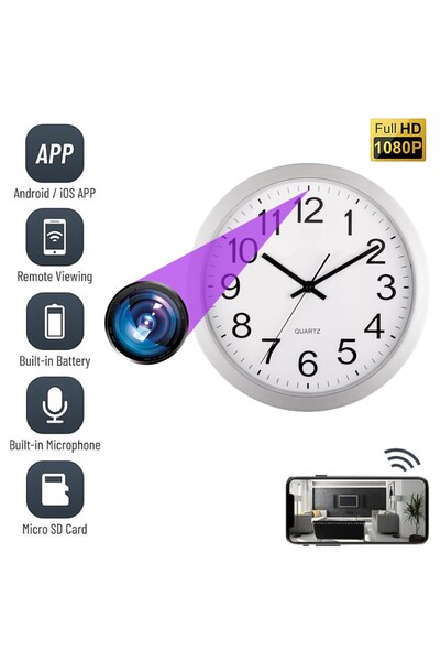 OEM WIFI Spy Camera, MCPAG02 Hidden in Wall Clock, Full HD, Audio-Video