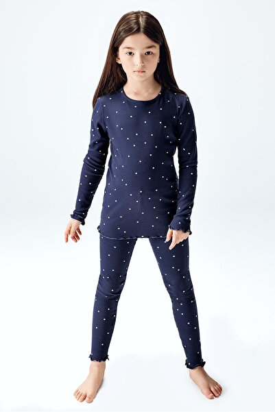 Brix Set de jambiere pentru fetiță material reiat Culoare bleumarin