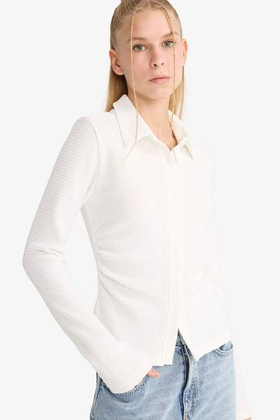 DeFacto Coool Fitted Wrinkle Long Sleeve Shirt F9284Ax25Au