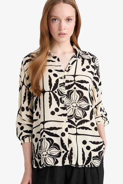DeFacto Regular Fit Shirt Collar Crinkle Viscose Long Sleeve Shirt G0300Ax25Au