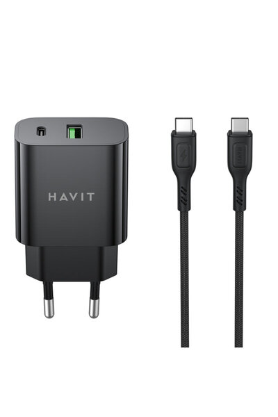 Havit Incarcator priza USB Type-C PD60W + cablu Type-C ST926 EU, negru