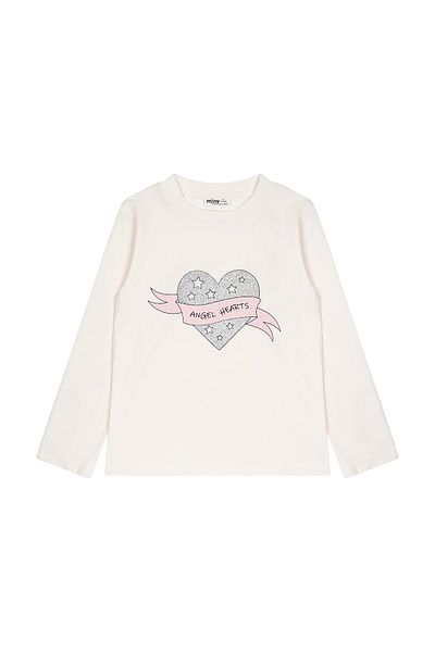 Miny Center Heart Printed Long Sleeve T-Shirt