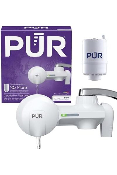 Pür PUR Faucet Mount Water Filtration System, 2-in-1 Powerful Filtration with Lead Reduction, Horizontal