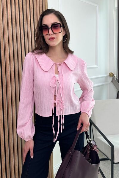 Butik Modana Fiyonklu Crop Bluz
