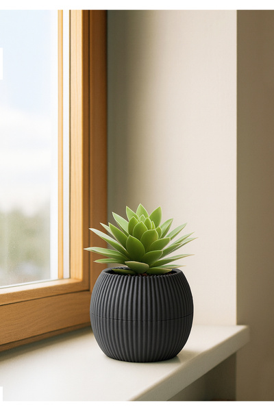 HOMİNG Mini Antrasit Yuvarlak Saksı 242206