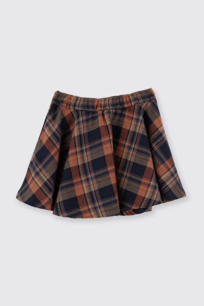 Panço Kız Çocuk Ekose Lacivert Etek