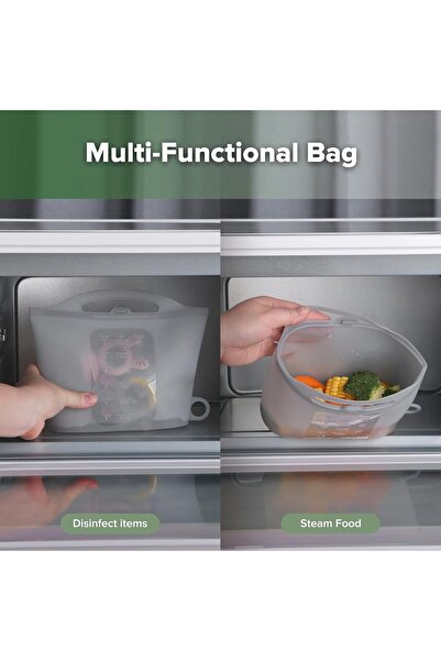 Haakaa Silicone Microwave Sterilizer Bag for Baby Bottles, Grey, 1 PC